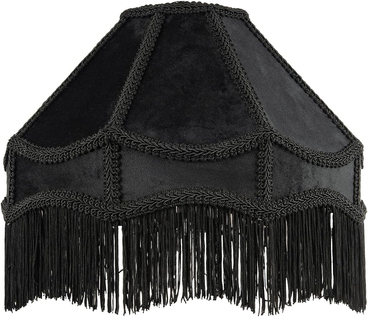 Victorian Empire Velvet Lampshade Black Tassel Pendant Table Floor Shade