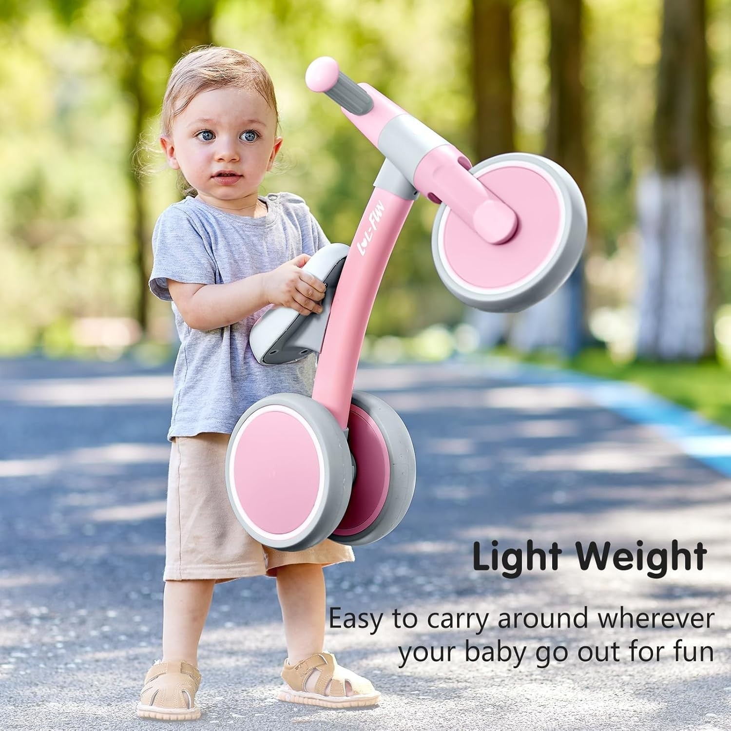 Baby Balance Bike Pink Toddler Ride On Toy 12-24 Months No Pedal Trike