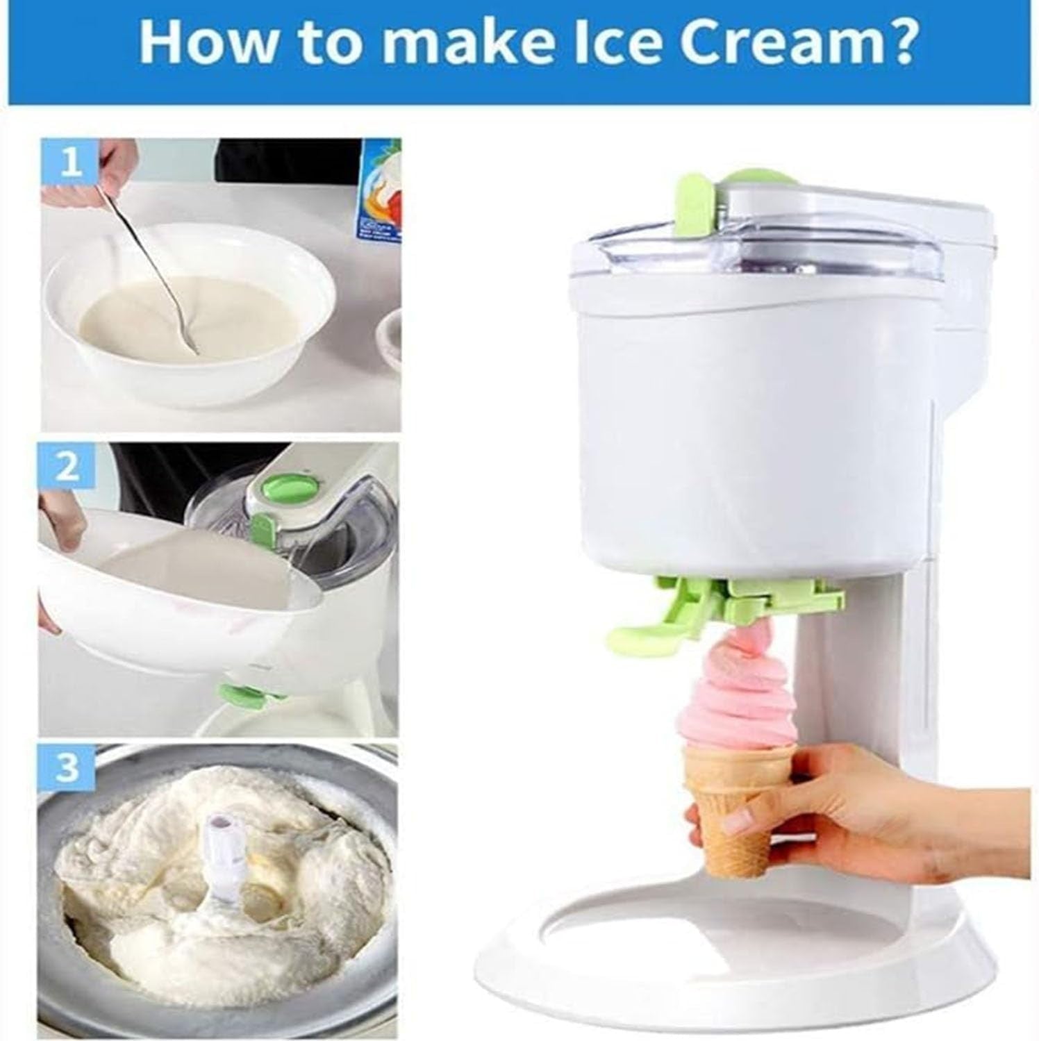 Soft Serve Ice Cream Maker 1000ml Automatic Frozen Dessert Machine
