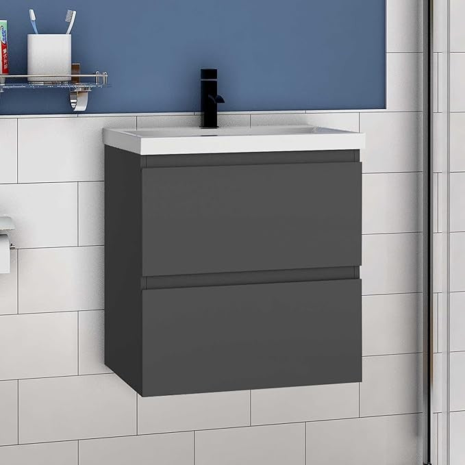 500mm Grey Bathroom Vanity Unit with Basin Sink 2 Drawer Storage Cabint