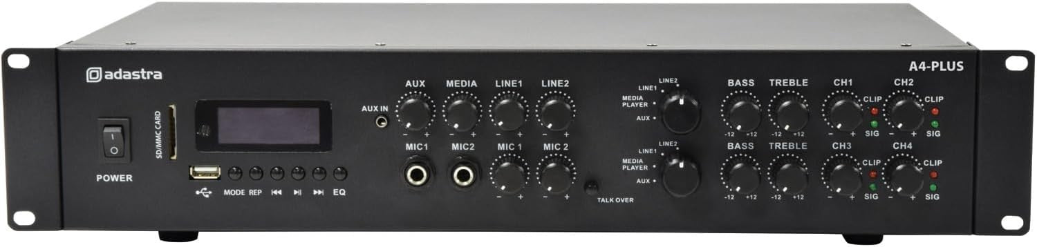 Dual Zone Stereo Amplifier 4x300W Bluetooth USB SD FM Media Player