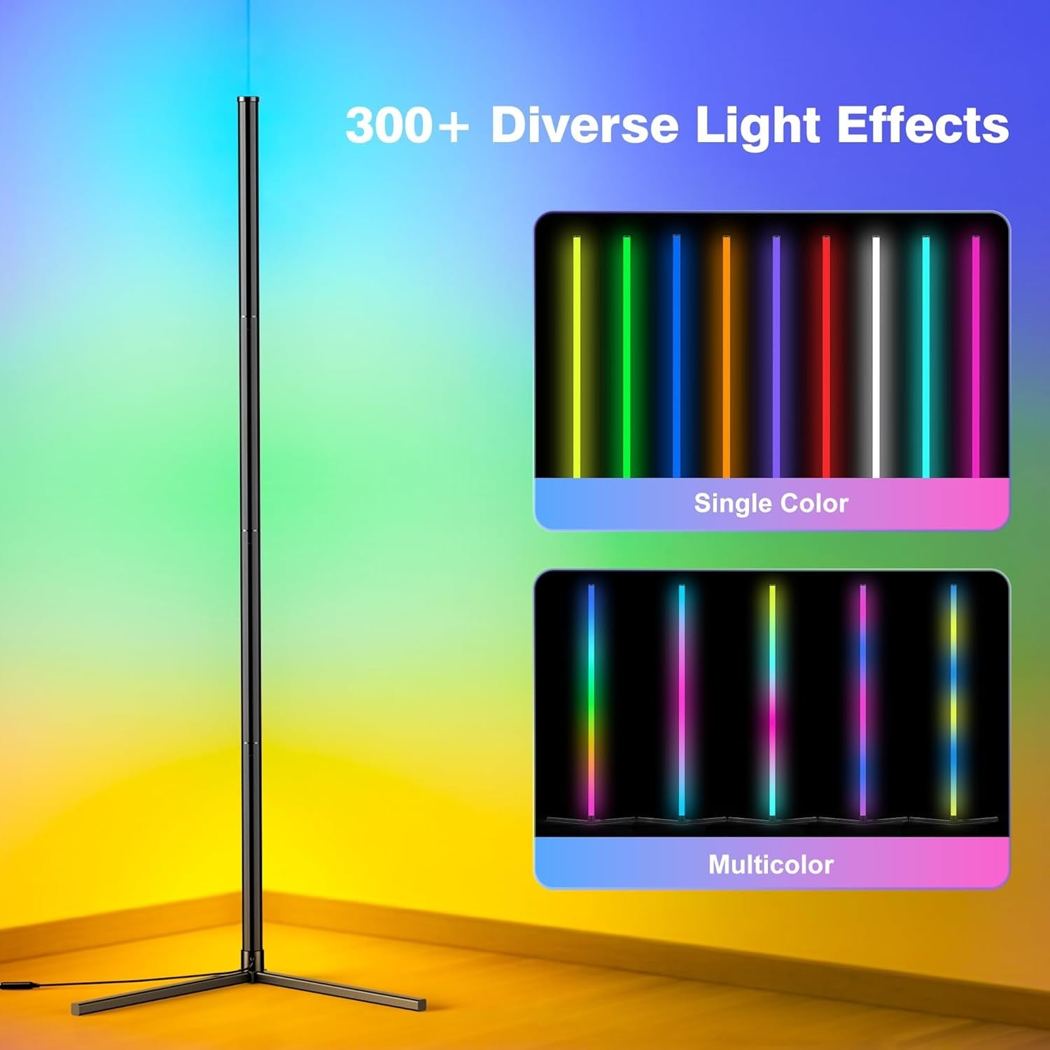Smart RGB Corner Floor Lamp App Remote Music Sync LED Standing Light