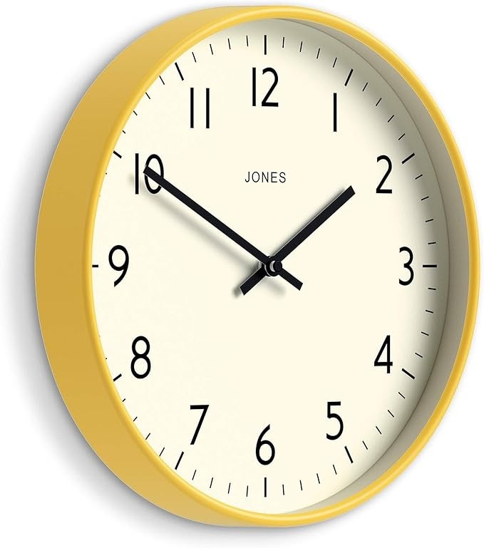 30cm Yellow Wall Clock Modern Silent Quartz Easy Read Numbers Home Office Decor