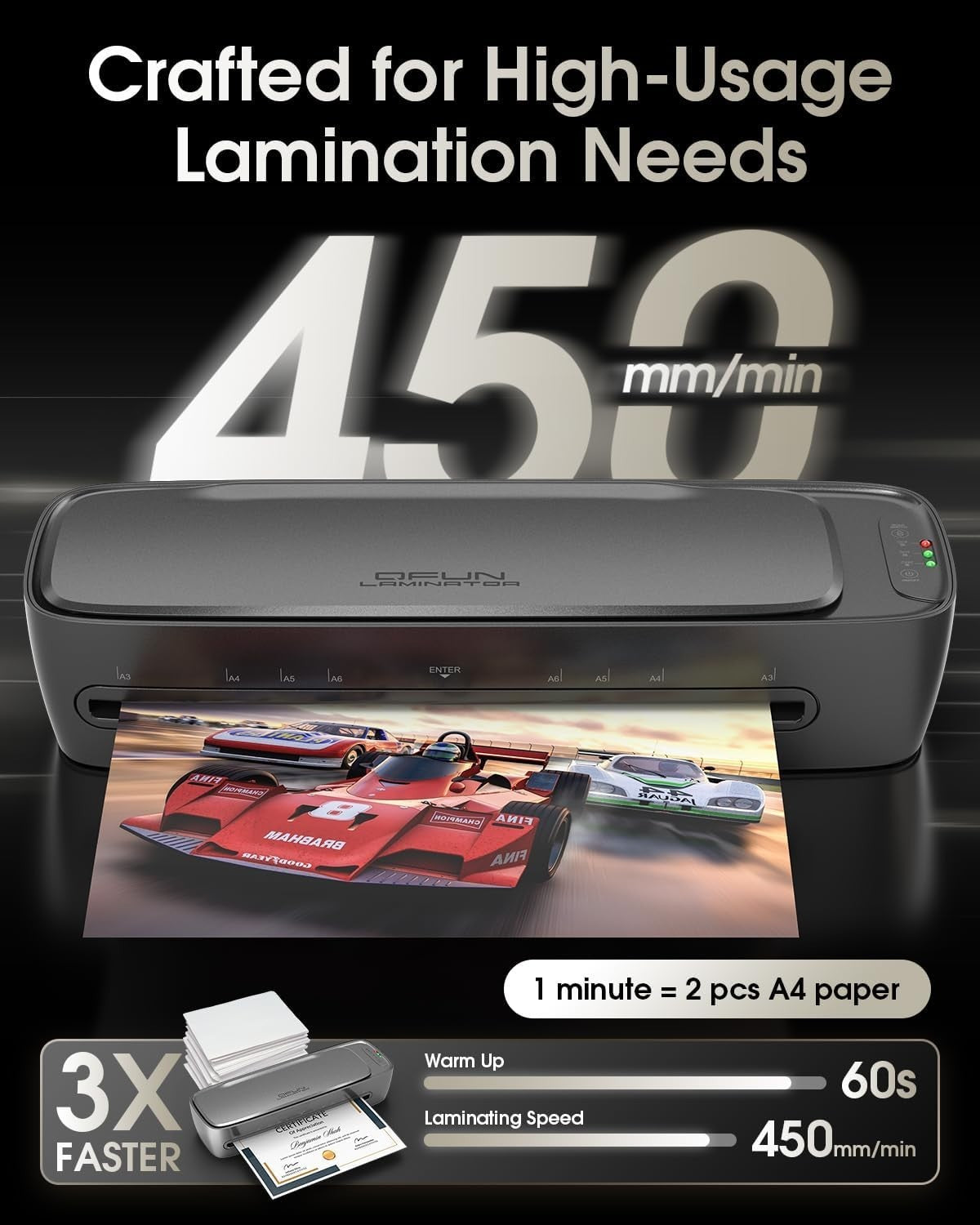 13” Laminator Hot Cold 60s Warm-Up Fast Anti-Jam Kit for Office