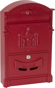 Wall Mounted Red Aluminium Mailbox DIN A4 Lockable Weatherproof Secure Post Box