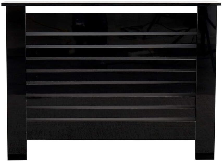 Black High Gloss Radiator Cover MDF Cabinet | Medium Modern Decorative Guard