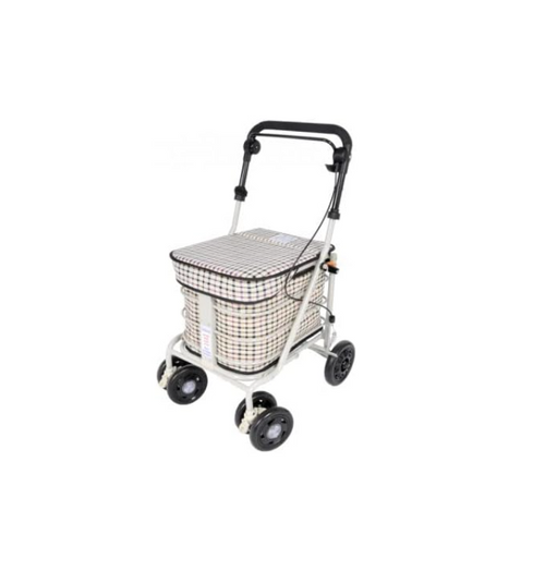 3-in-1 Shopping Trolley with Seat 25 Stone Swivel Wheels Light Tartan