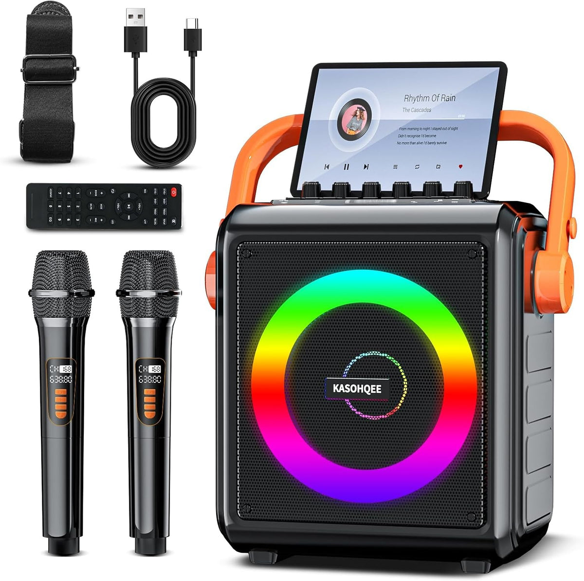 Karaoke Machine with 2 Wireless Mics Bluetooth PA