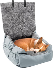 Pet Car Booster Seat Plush Dog Travel Bed Safety Leash Non Slip Grey