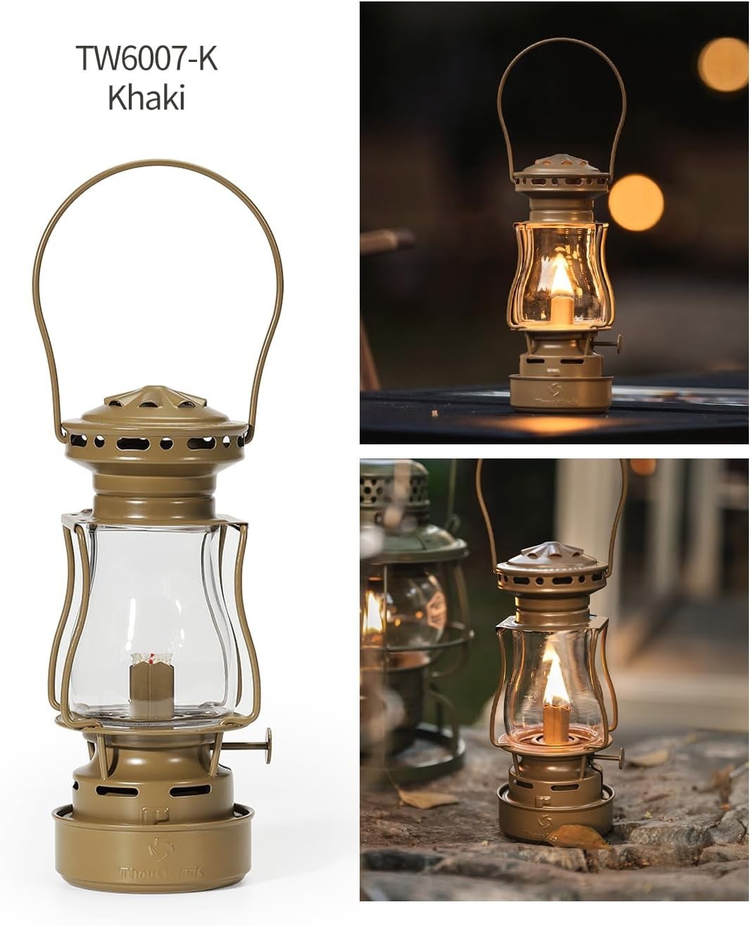 Khaki Paraffin Lantern Stainless Steel 110ml Outdoor