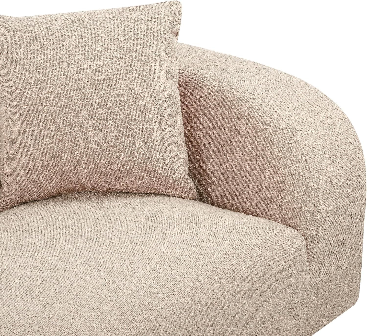 Right Hand Taupe Boucle Chaise Lounge Retro Curvy Design with Cushion