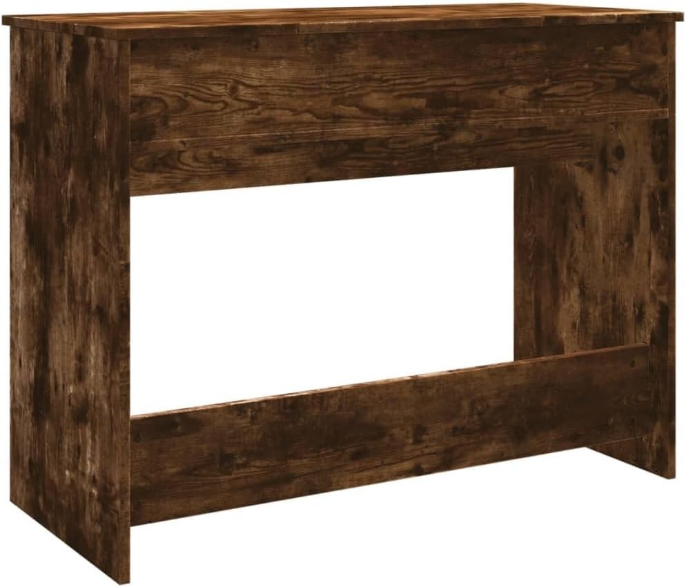 Modern Vanity Desk Smoked Oak Makeup Table Mirror Storage Wood Style