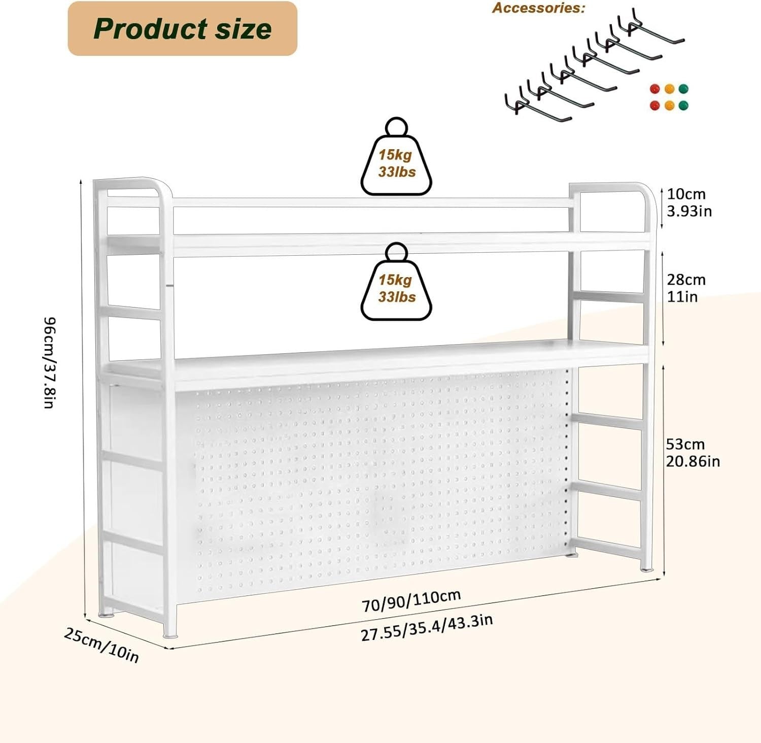 2-Tier Desktop Bookcase Metal/MDF Desk Organizer Shelf 90cm Black