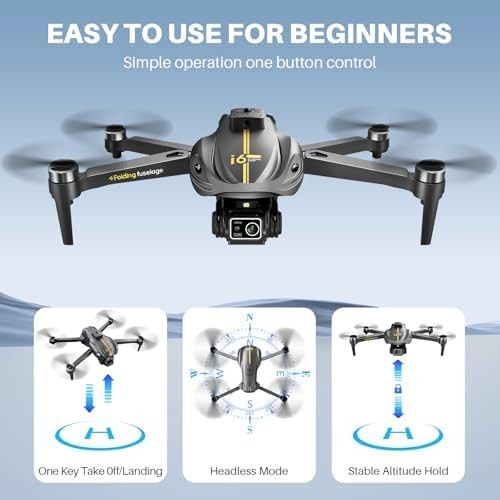 1080P HD Drone w/ 4-Way Obstacle Avoidance 3 Batteries FPV Camera for Beginners