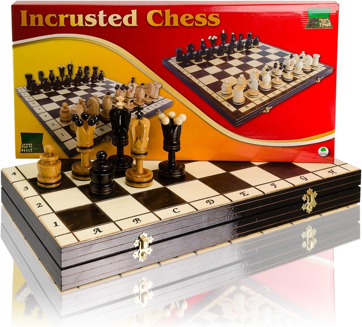 50cm Luxury Wooden Chess Set | Gothic ROYAL Design | Foldable Board & Pieces