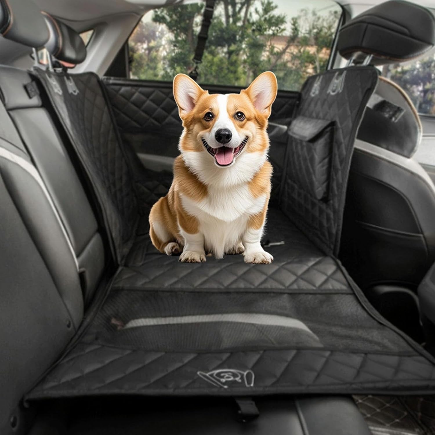 Waterproof Dog Car Seat Hard Bottom Pet Booster Bed Large Dogs Black