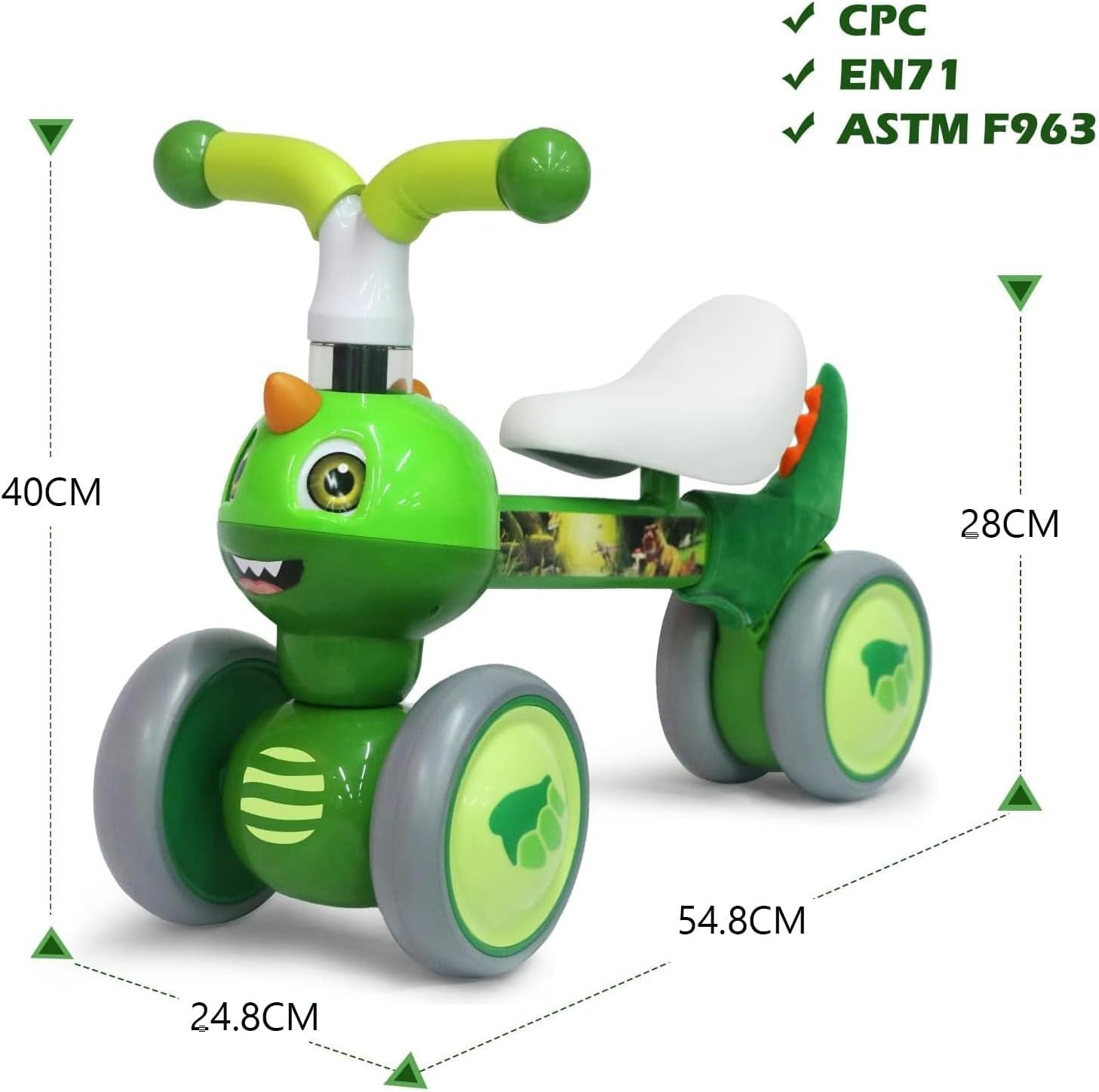 Baby Balance Bike Toddler Ride On Walker No Pedal Dinosaur 10-36M
