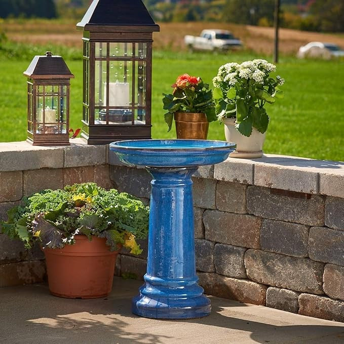 Solar Bird Bath Fountain – Olive Green Outdoor Water Feature Garden Decor