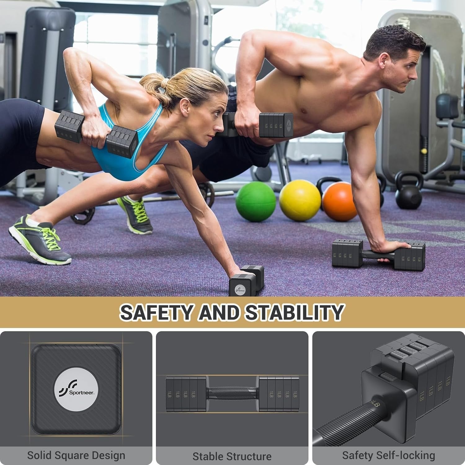 5-in-1 Adjustable Dumbbell Set Pair Up to 10kg Quick Change Home Gym Weights