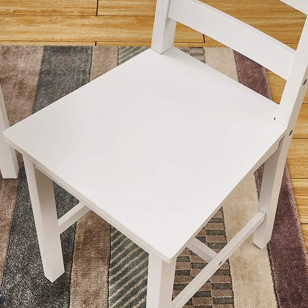 Solid Pine Dining Table Set 4 Chairs White | Durable Kitchen Furniture