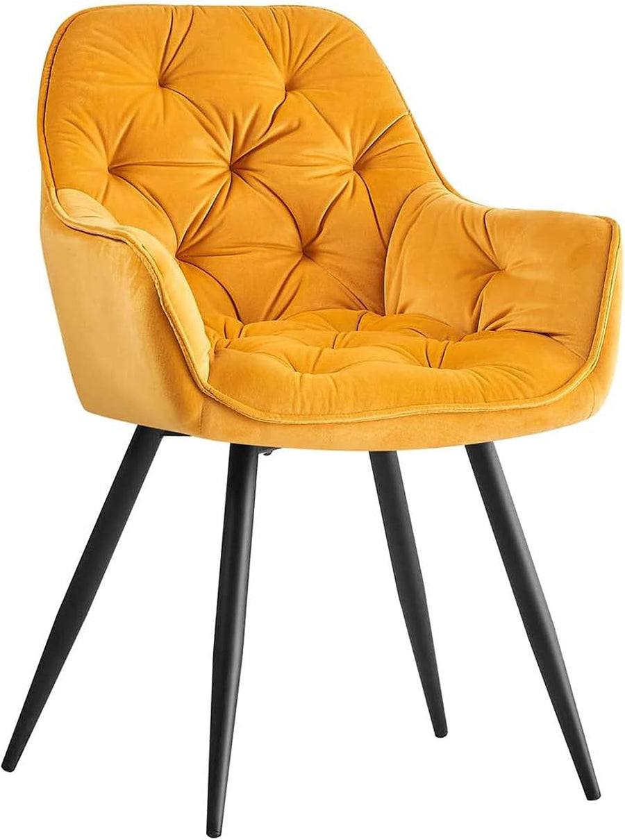 Yellow Velvet Tub Chair Dining Armchair Metal Legs