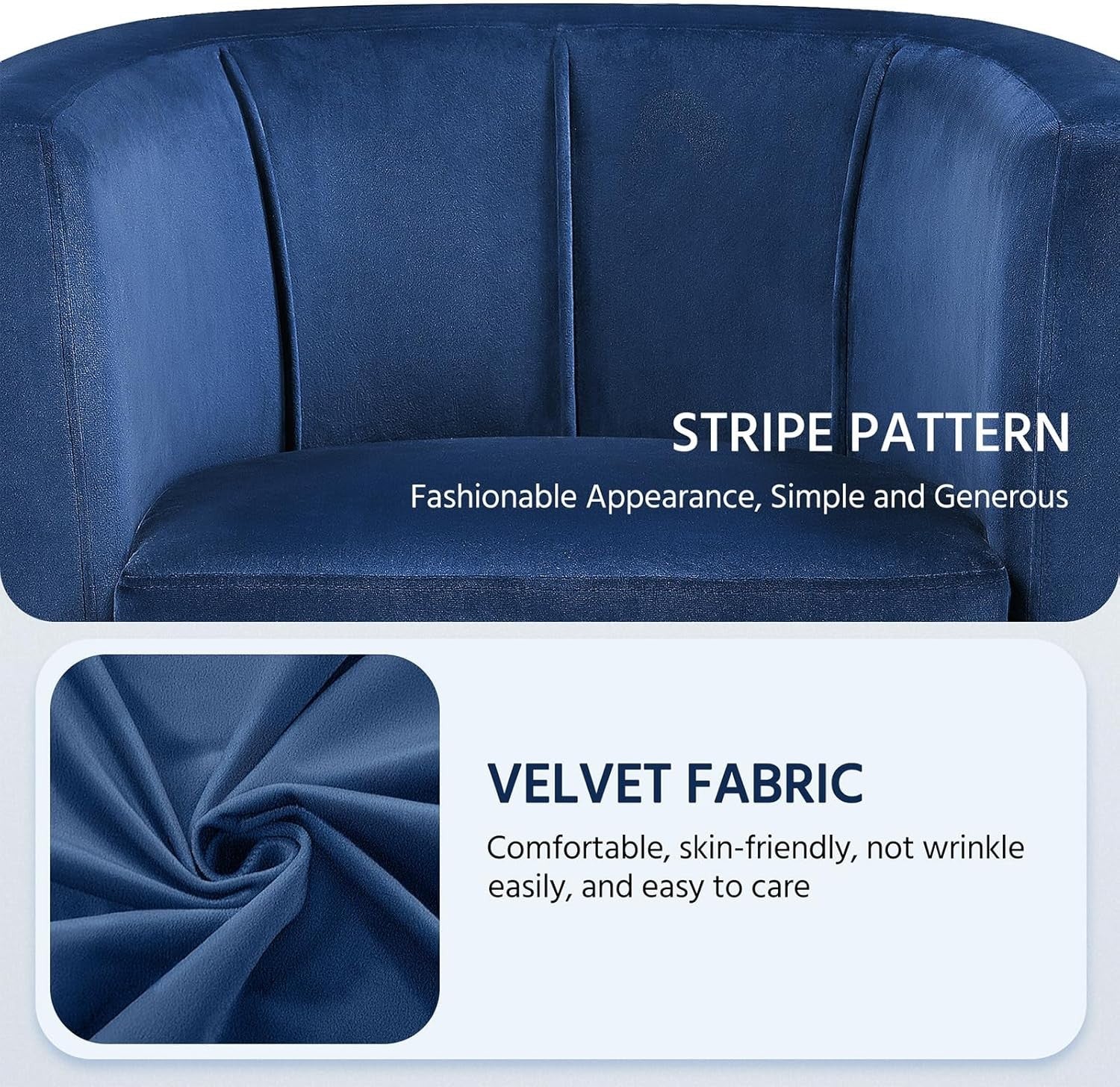 Blue Velvet Tub Chair Upholstered Accent Armchair