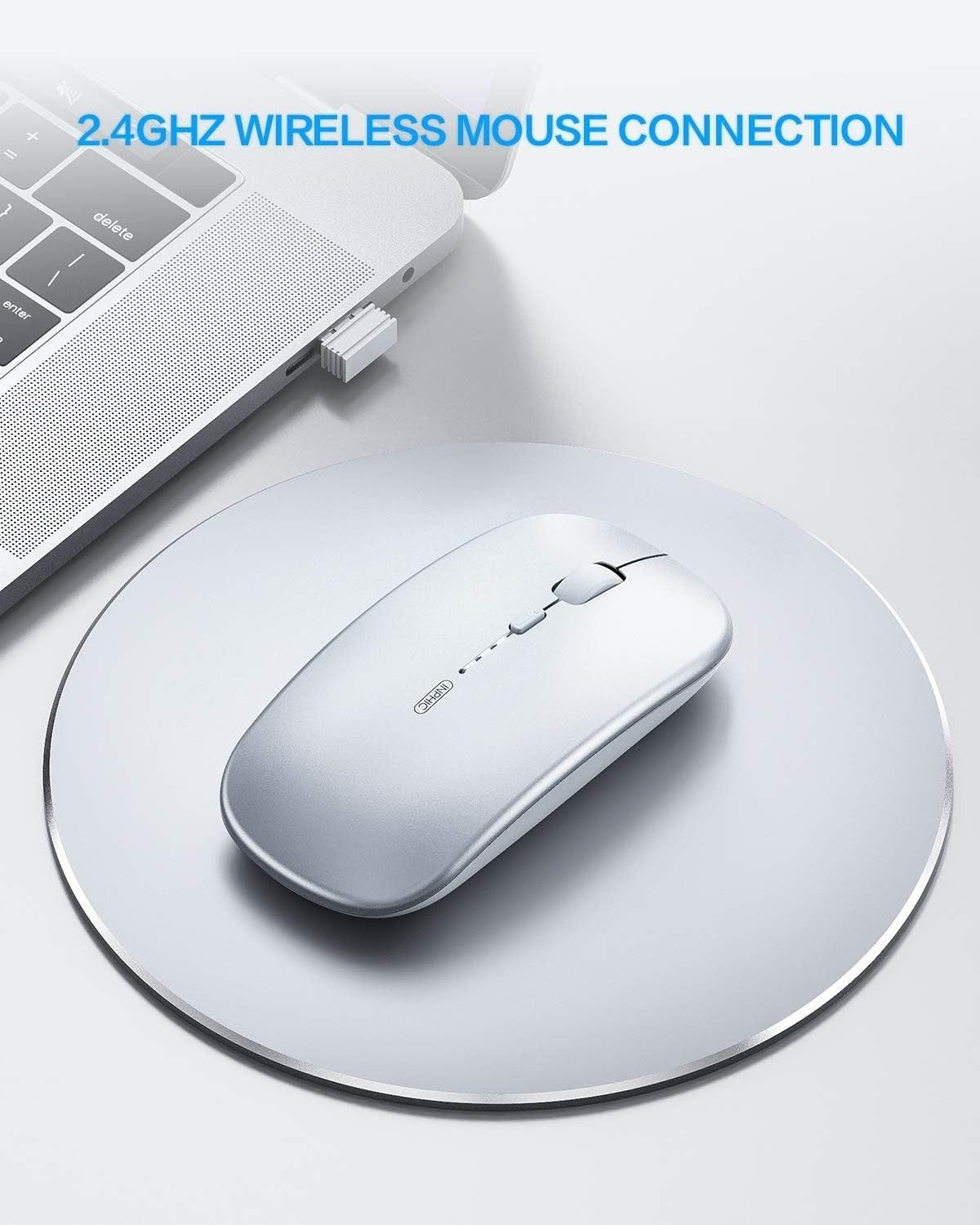 Ultra Slim Rechargeable Wireless Mouse Silent Click 2.4G USB Laptop PC