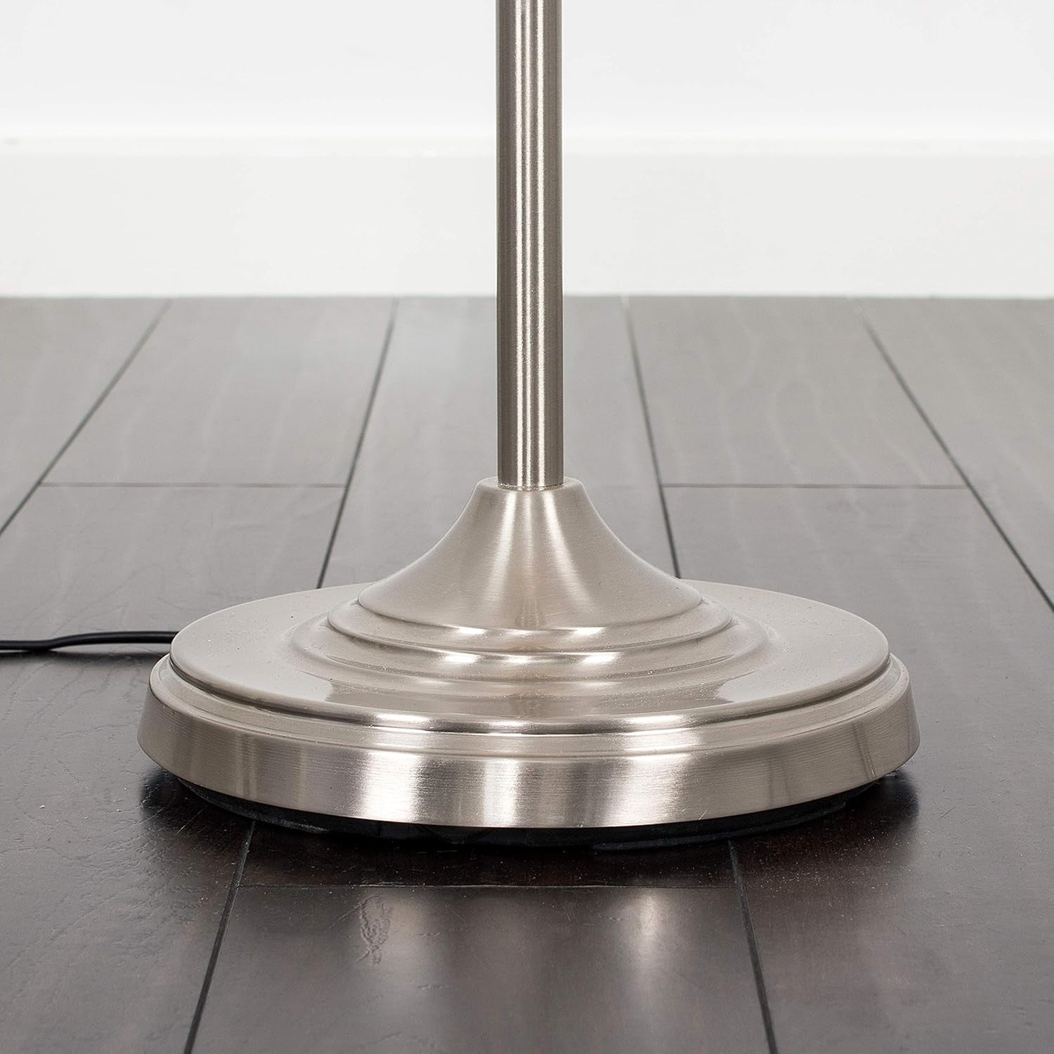 Traditional Nickel Twist Floor Lamp Navy Blue Tapered Shade Living Room Light