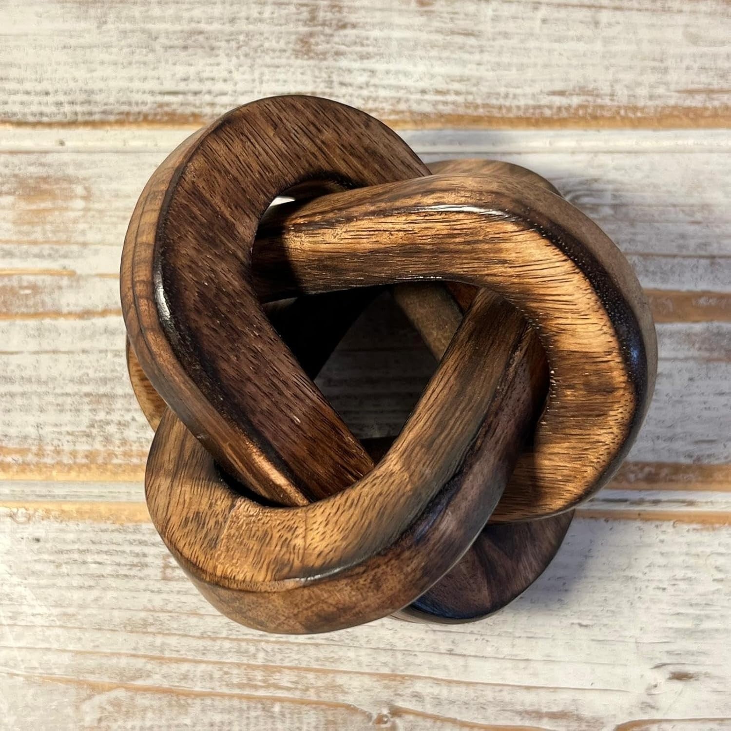 Rustic Wooden Knot Ornament 3-Link Sculpture Home Decor Table Shelf Display Gift