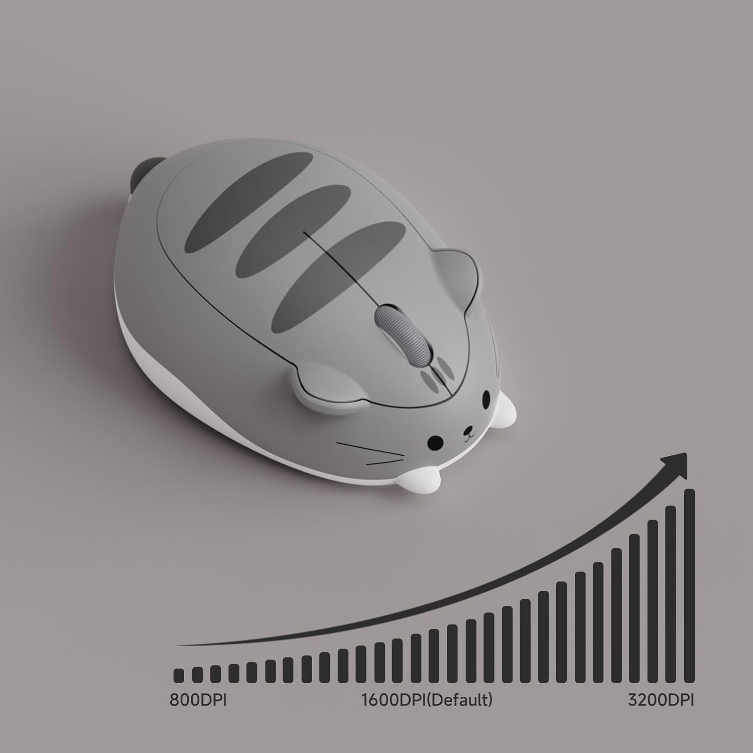 Grey Cat Wireless Mouse 3200 DPI Bluetooth 2.4G Silent Laptop