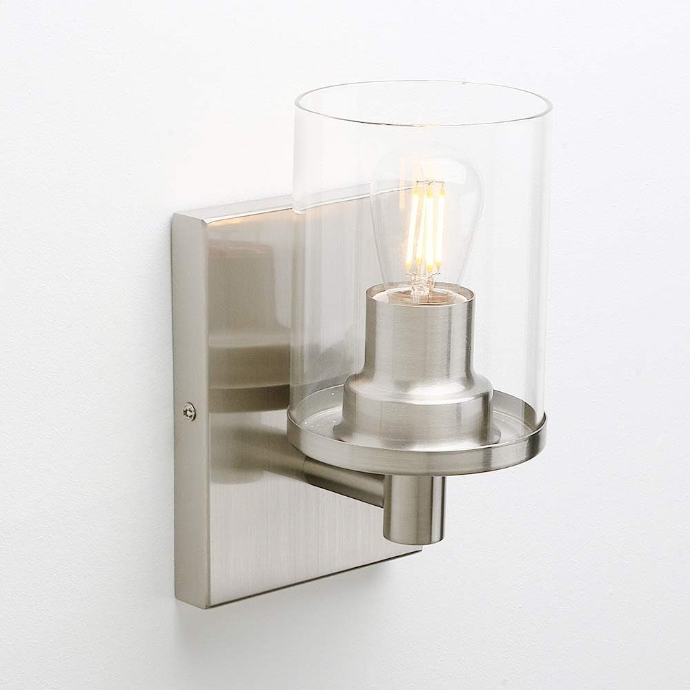 Modern Glass Wall Sconces Set of 2, Dimmable Vintage Style Indoor Lights