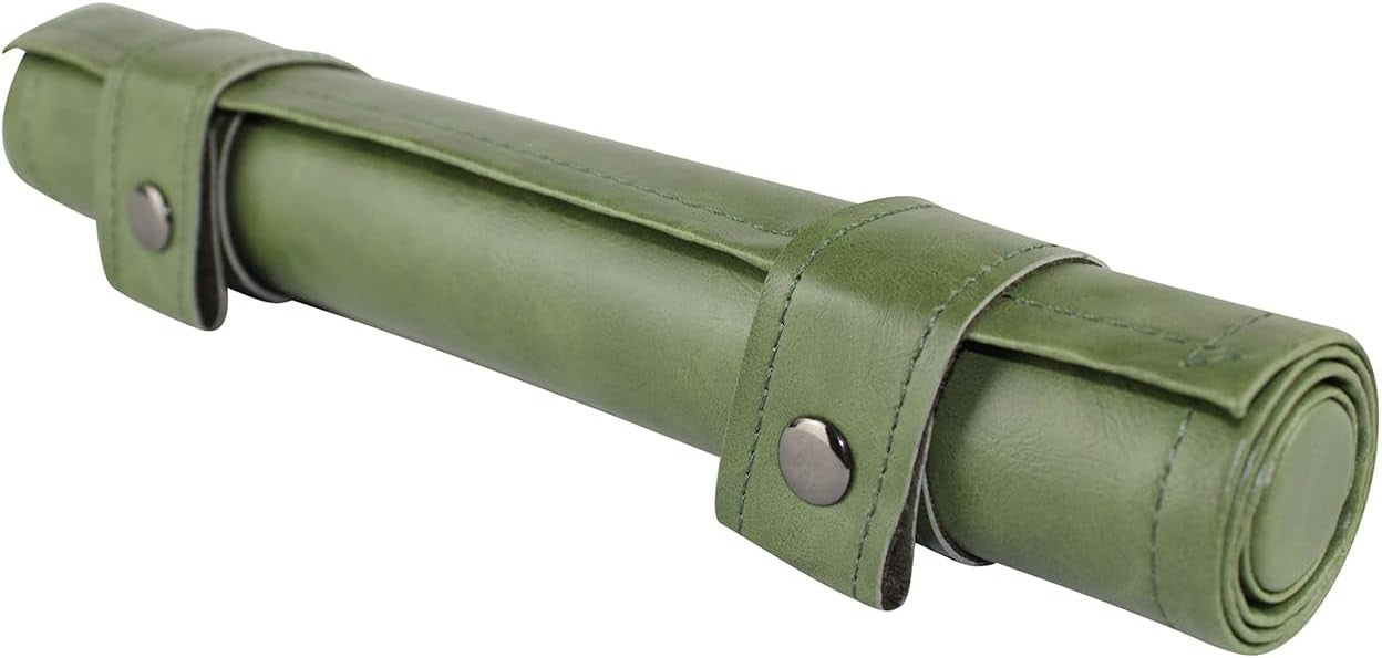 13” Roll Up Backgammon Set Travel Board Game Green Portable Case