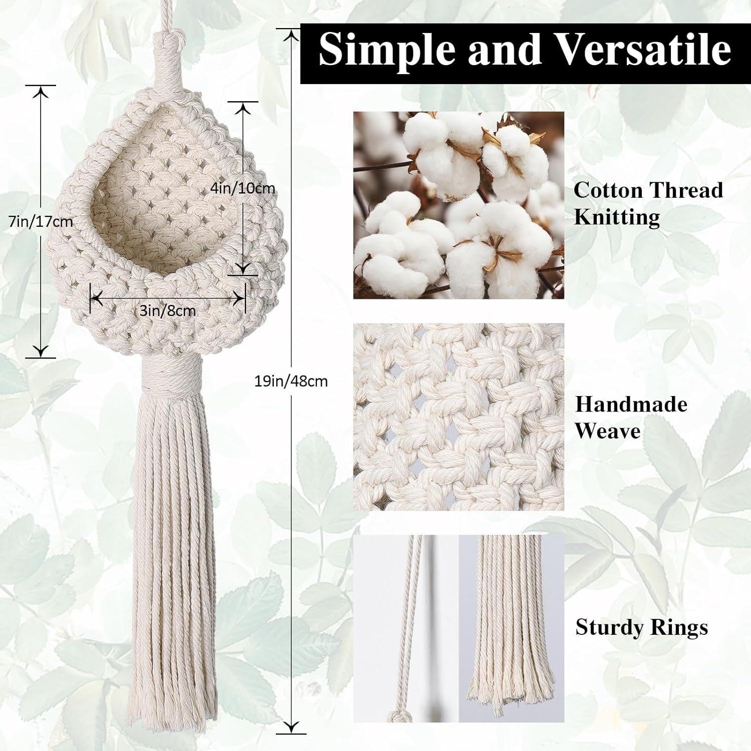 2-Pack Boho Macrame Plant Hangers Cotton Hanging Basket Decor