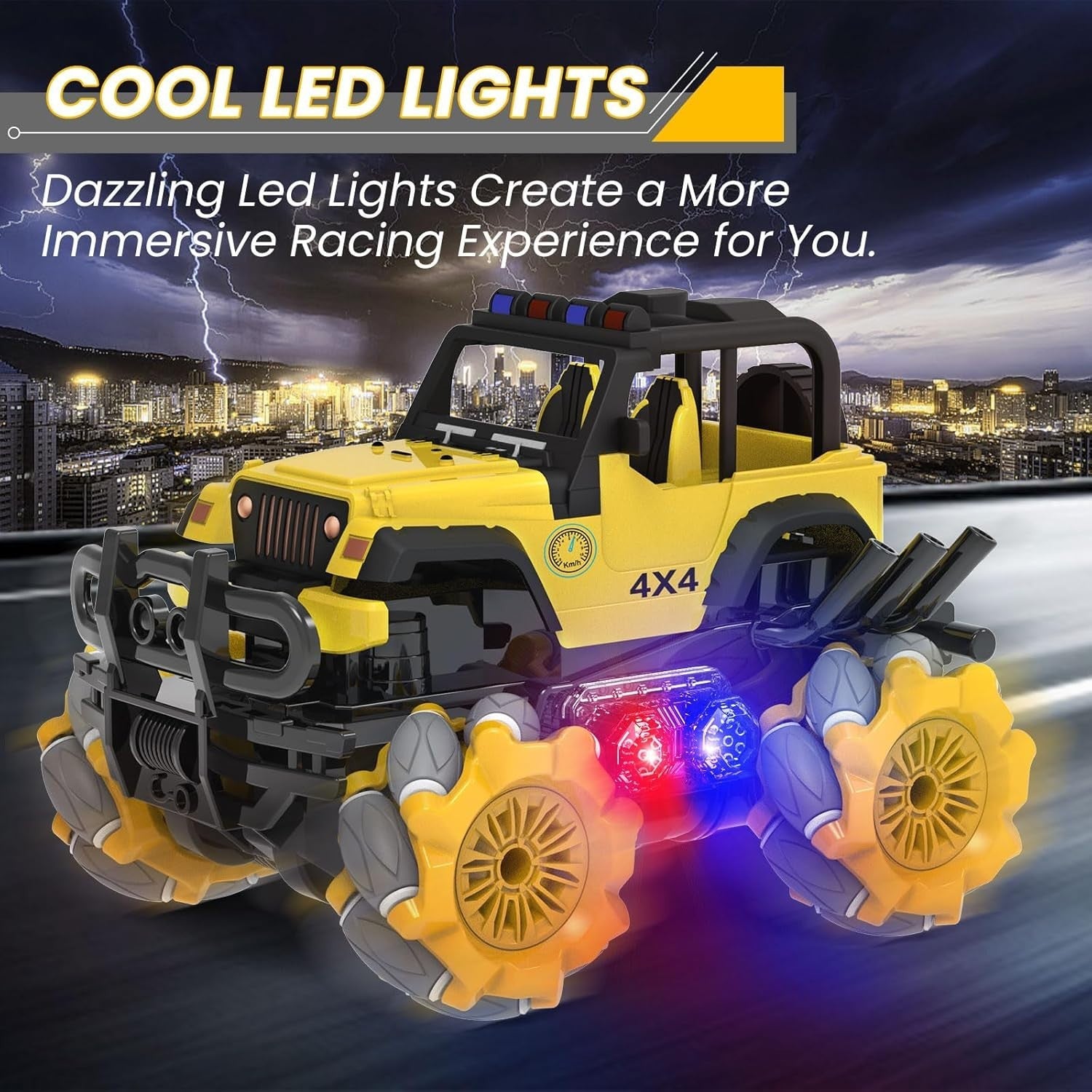 RC Drift Car 360° Spin All Terrain Remote Control Truck LED Light Toy Gift for K