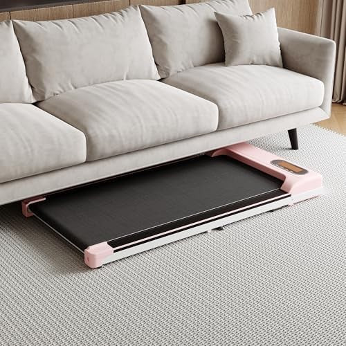 Foldable Under Desk Treadmill 2-in-1 LED Display Quiet Pink