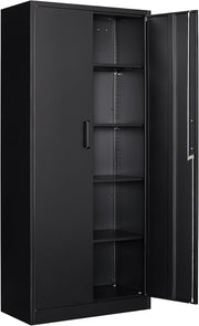 Lockable Metal Garage Storage Cabinet with 4 Adjustable Shelves, Heavy Duty