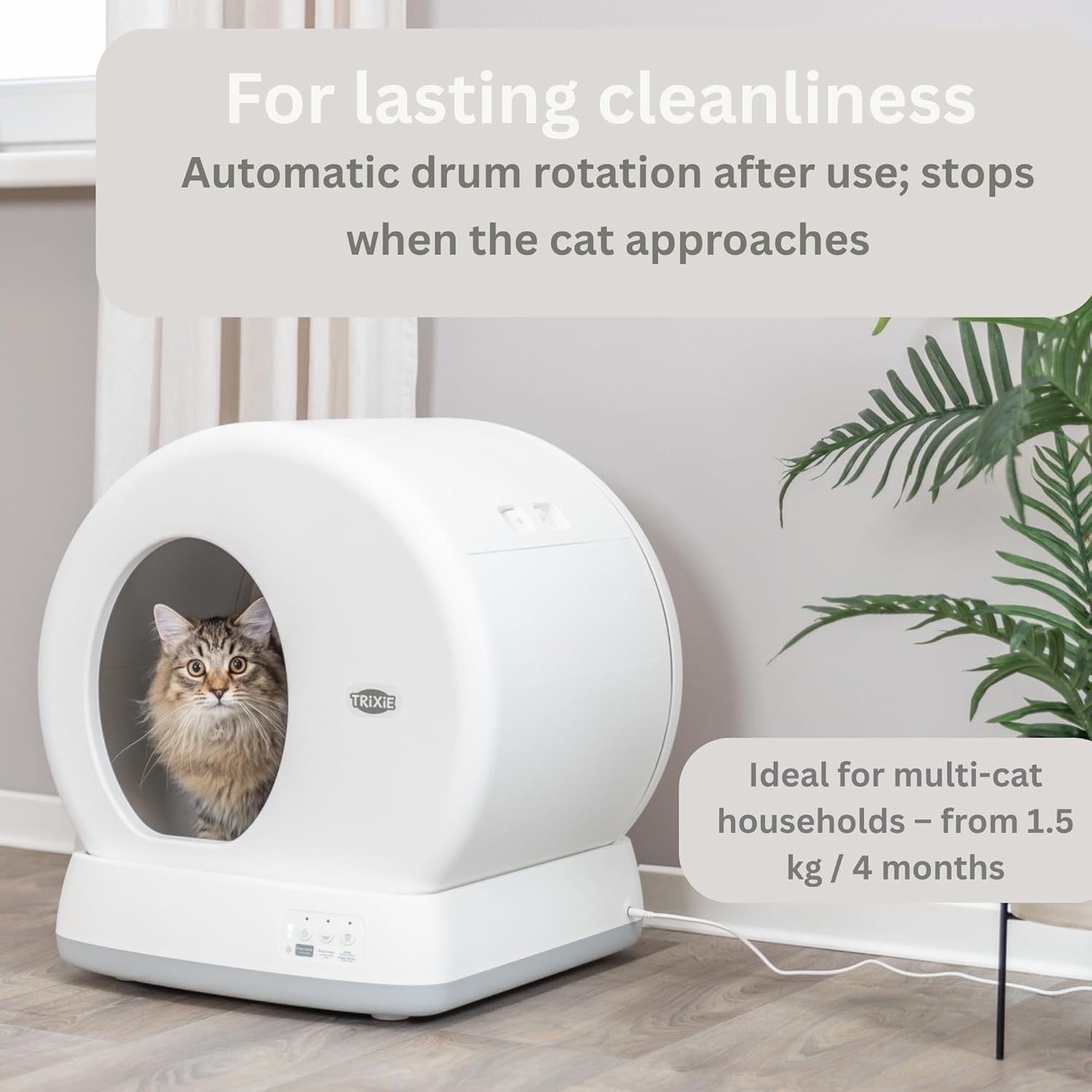 Automatic Self Cleaning Cat Litter Box Quiet Safe Large Multi Cat Tray