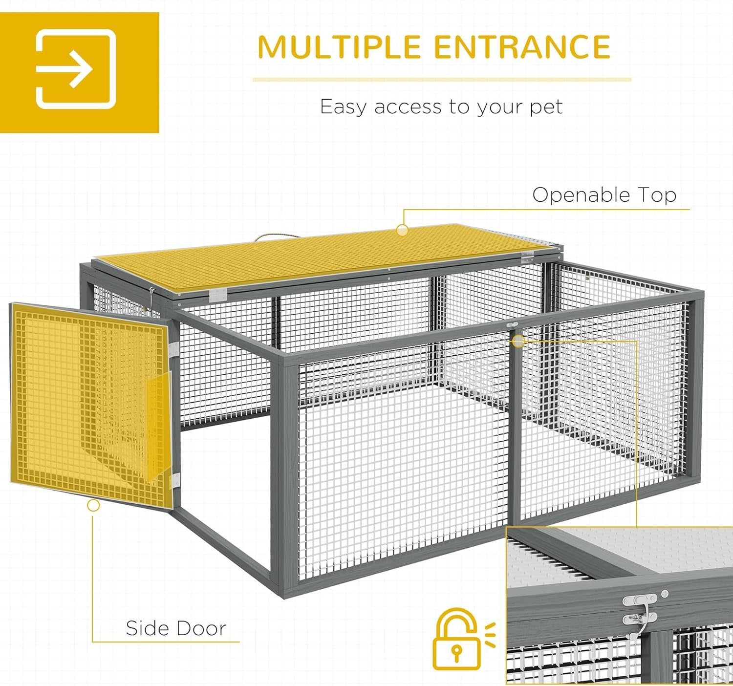 Folding Rabbit Hutch Portable Wooden Outdoor Run Openable Top Large