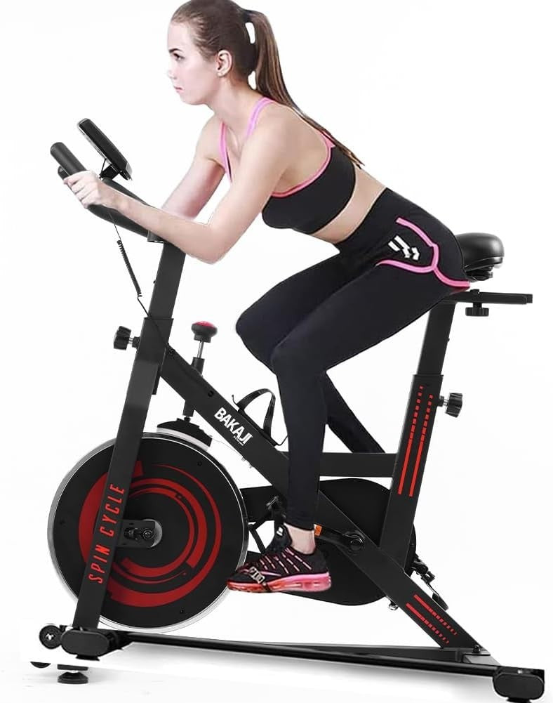 Compact Spinning Bike with LCD Monitor, Adjustable Seat & 5kg Flywheel