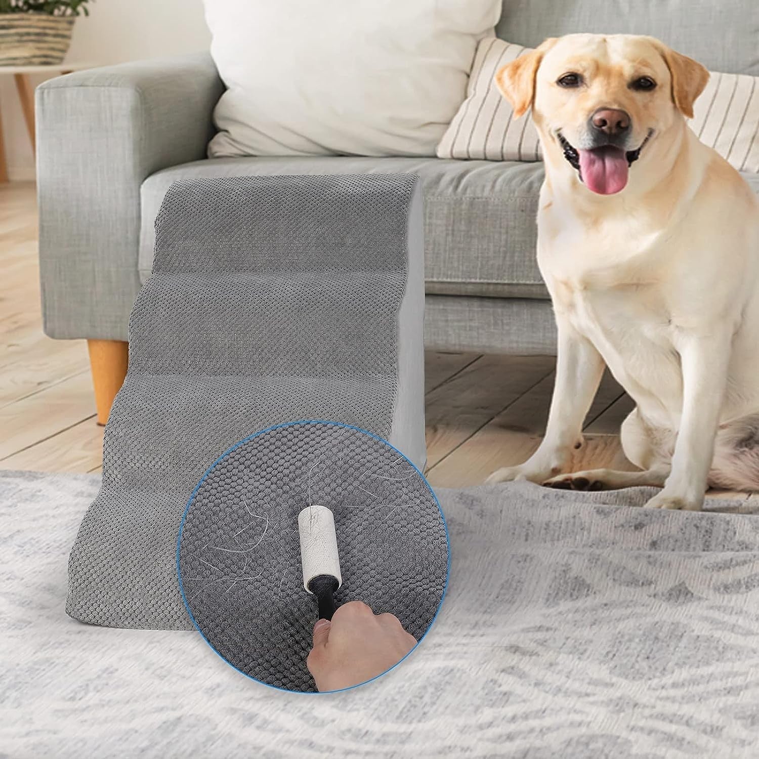 4 Step Dog Stairs Non Slip Foam Pet Ramp for Bed Sofa