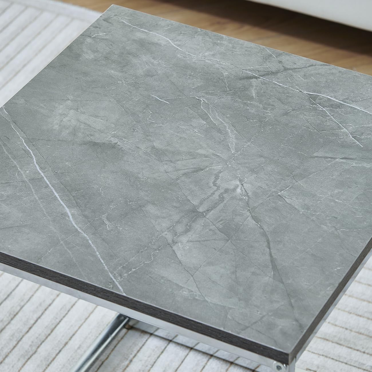 Space Saving Nesting Coffee Tables Set of 3 Grey Marble End Side Stand