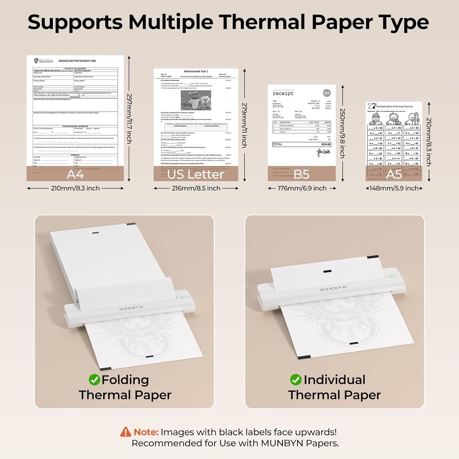 Wireless A4 Thermal Printer Bluetooth Portable White