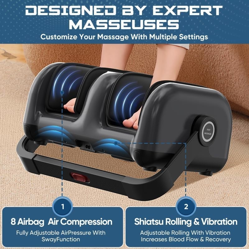 Electric Foot Massager with 5 Modes & 8D Airbag | Shiatsu Calf & Leg Massage