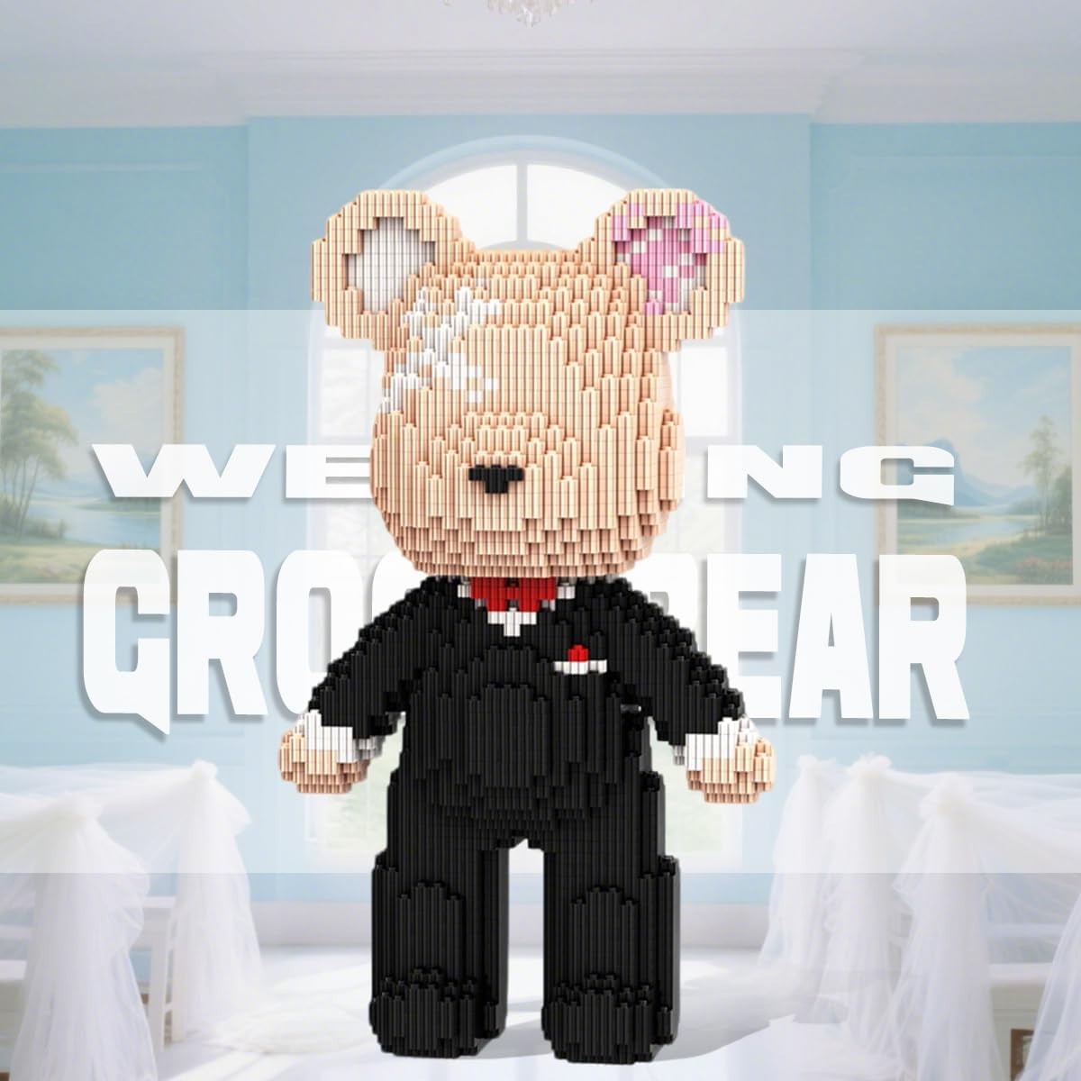 2350pc Micro Brick Bear Suit Wedding Gift Set Men Women DIY Display