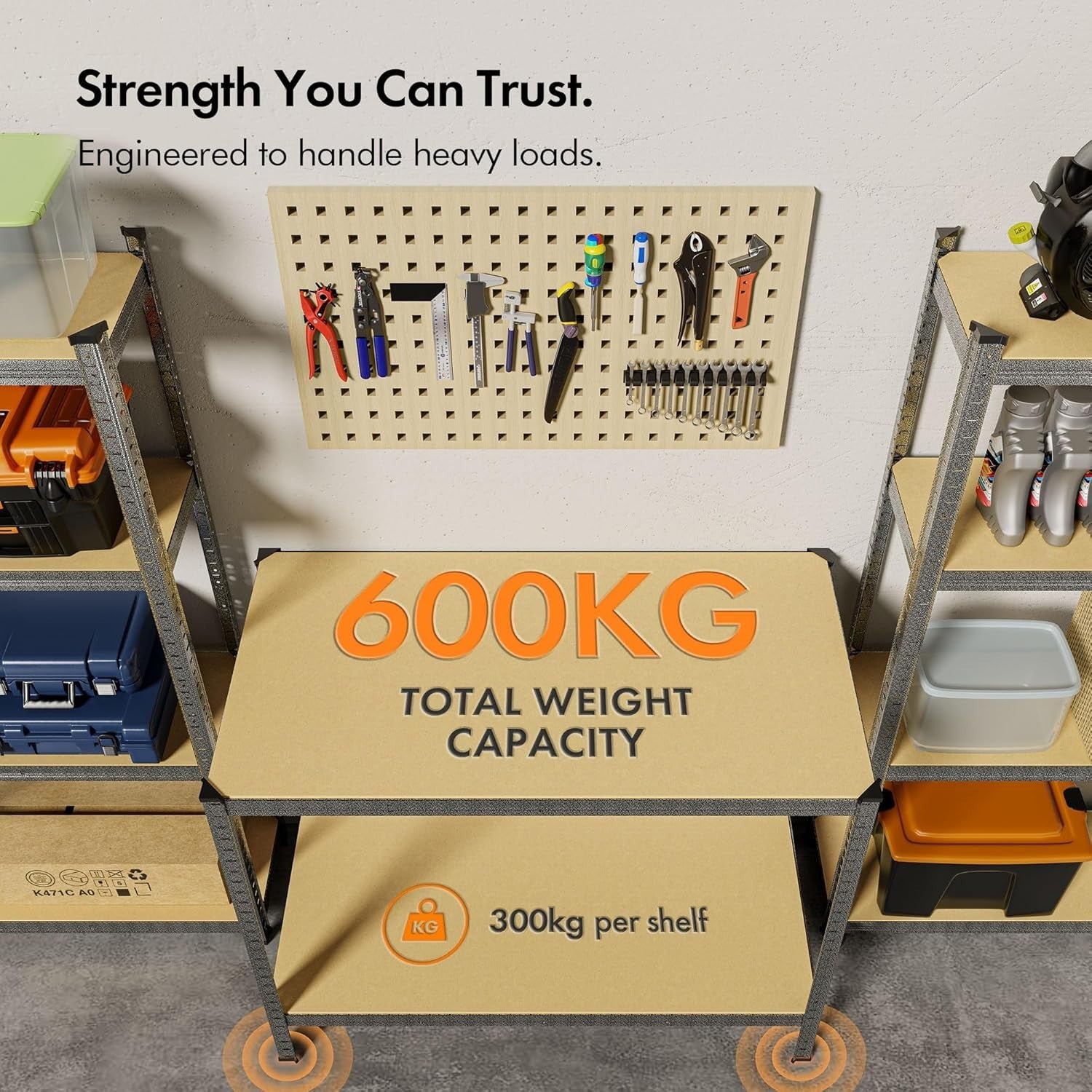 Heavy Duty Garage Workbench 600kg Metal Boltless Adjustable Shelves 110cm Wide