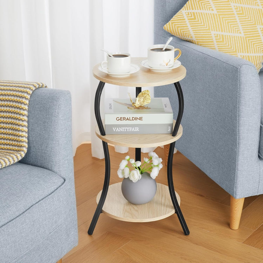 3-Tier Round Side Table with Storage Shelves – Compact, Stylish & Sturdy