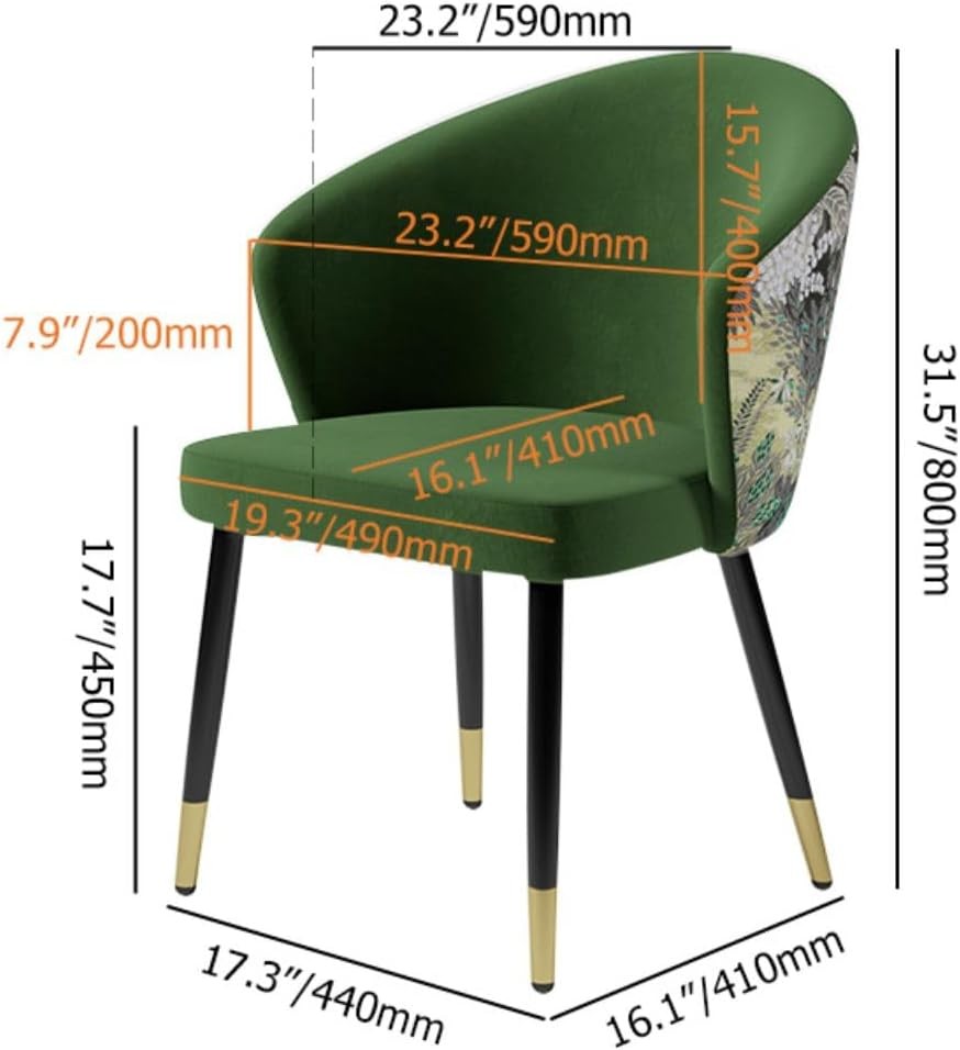 Luxury Velvet Dining Chair Upholstered Side Chair with Padded Seat & Gold Legs
