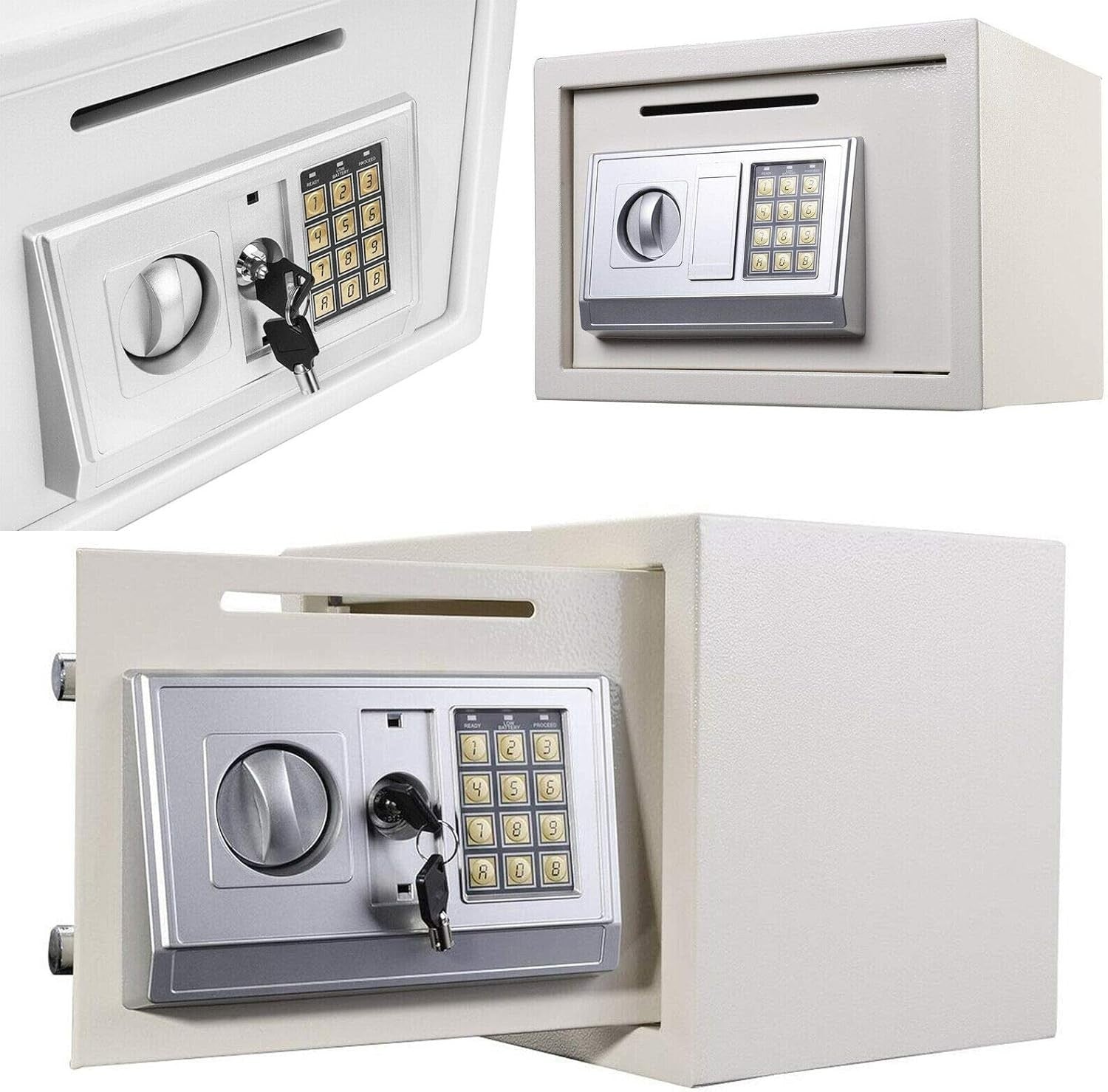 16L Digital Safe Box Electronic Keypad Cash Jewelry Security White