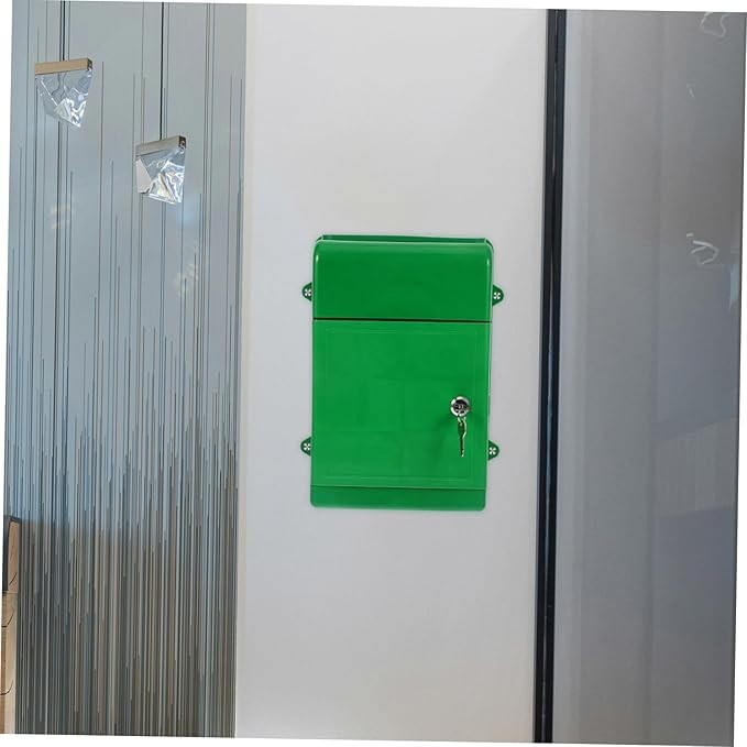 Wall Mounted Locking Mailbox Green Weatherproof Secure Post Box for Home Office