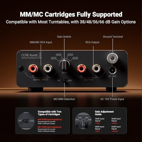 BOX X5 Phono Preamp MM & MC Turntable 4-Level Gain RCA Home Audio